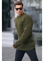 Madmext Khaki Crew Neck Knitted Sweater 6855