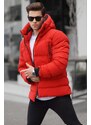 Madmext Men's Red High Neck Hooded Down Coat 6805