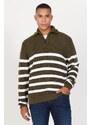 ALTINYILDIZ CLASSICS Men's Khaki-ecru Standard Fit Normal Cut High Bato Neck Knitwear Sweater