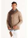 AC&Co / Altınyıldız Classics Men's Mink Standard Fit Normal Cut Crew Neck Jacquard Knitwear Sweater.