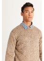AC&Co / Altınyıldız Classics Men's Mink Standard Fit Normal Cut Crew Neck Jacquard Knitwear Sweater.