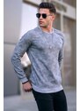 Madmext Gray Melange Patterned Crew Neck Knitwear Sweater 5962