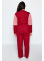 Trendyol Curve Burgundy Plush Detailed Knitted Pajamas Set