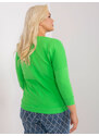 Fashionhunters Světle zelená ležérní halenka nadměrné velikosti s potiskem