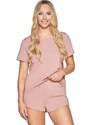 Gorteks Útulný pyžamový komplet: kraťasy a tričko, špinavě růžová - růžová