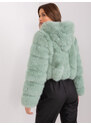 Fashionhunters Pistáciová dámská ekologická kožešinová bunda