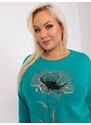 Fashionhunters Tyrkysová dámská halenka plus size s aplikací