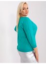 Fashionhunters Tyrkysová dámská halenka plus size s aplikací