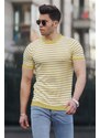 Madmext Men's Crew Neck Yellow Knitwear T-Shirt 4602