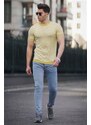 Madmext Men's Crew Neck Yellow Knitwear T-Shirt 4602