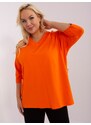 Fashionhunters Oranžová volná halenka plus size velikosti s výstřihem
