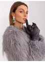 Fashionhunters Tmavě šedé rukavice s vložkami z ekokůže