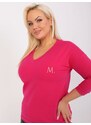 Fashionhunters Fuchsiová dámská halenka plus size s nášivkou