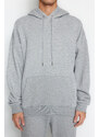 Trendyol Gray Melange Tracksuit Oversize/Wide-Cut Leg Elastic Fleece Inner