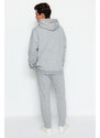 Trendyol Gray Melange Tracksuit Oversize/Wide-Cut Leg Elastic Fleece Inner