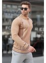 Madmext Biscuit Zipper Polo Neck Knitwear Men's Sweater 6823