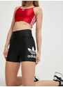 Kraťasy adidas Originals dámské, černá barva, s potiskem, high waist, IR5520