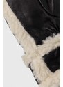 Kožené rukavice Samsoe Samsoe MEADOW dámské, černá barva, F23400144