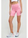 Tréninkové šortky adidas Performance Training Essentials růžová barva, s aplikací, high waist, IS4206
