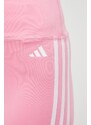 Tréninkové šortky adidas Performance Training Essentials růžová barva, s aplikací, high waist, IS4206