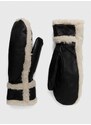 Kožené rukavice Samsoe Samsoe MEADOW dámské, černá barva, F23400144