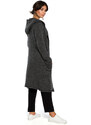 model 18001926 Dlouhý svetr s kapucí a bočními kapsami grafitová barva - BeWear