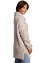 BK047 Oversized svetr s rolákem - béžový