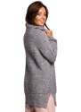 BK047 Oversized svetr s rolákem - šedý