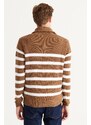 ALTINYILDIZ CLASSICS Men's Mink-ecru Standard Fit Normal Cut High Bato Neck Knitwear Sweater