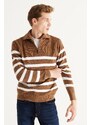 ALTINYILDIZ CLASSICS Men's Mink-ecru Standard Fit Normal Cut High Bato Neck Knitwear Sweater