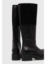 Kožené kozačky MM6 Maison Margiela Boot dámské, černá barva, na platformě, S66WW0075