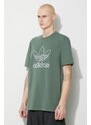 Bavlněné tričko adidas Originals Trefoil Tee zelená barva, s aplikací, IR7993