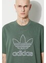 Bavlněné tričko adidas Originals Trefoil Tee zelená barva, s aplikací, IR7993