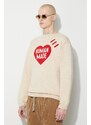 Svetr z vlněné směsi Human Made Heart Knit Sweater pánský, béžová barva, HM26CS030