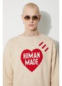 Svetr z vlněné směsi Human Made Heart Knit Sweater pánský, béžová barva, HM26CS030