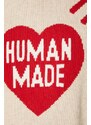 Svetr z vlněné směsi Human Made Heart Knit Sweater pánský, béžová barva, HM26CS030