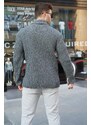 Madmext Anthracite High Neck Pocket Knitwear Cardigan 6815