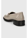 Kožené mokasíny Tommy Hilfiger TH HARDWARE LOAFER dámské, šedá barva, na plochém podpatku, FW0FW07765