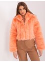 Fashionhunters Broskvová přechodná bunda z ekokožešiny
