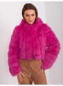 Fashionhunters Fuchsiová přechodná bunda s vsadkami z ekokůže