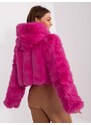 Fashionhunters Fuchsiová přechodná bunda s vsadkami z ekokůže
