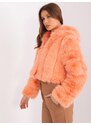 Fashionhunters Broskvová přechodná bunda z ekokožešiny