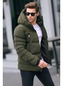 Madmext Khaki Men's High Neck Hooded Down Coat 6805