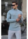 Madmext Men's Water Green Turtleneck Knitwear Sweater 6822