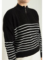 Lafaba Dámský černý pletený svetr s dlouhým rukávem na zip