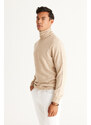 ALTINYILDIZ CLASSICS Men's Beige Standard Fit Normal Cut Anti-Pilling Full Turtleneck Knitwear Sweater.