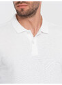 Ombre Clothing Pánské tričko s dlouhým rukávem a polo límcem - bílé V1 OM-POBL-0114