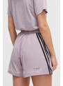 Kraťasy adidas dámské, růžová barva, s aplikací, high waist, IS3615