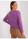Fashionhunters Fialový volný pruhovaný svetr