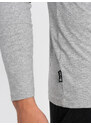 Ombre Clothing Pánské tričko BASIC s dlouhým rukávem a kulatým výstřihem - šedý melír V3 OM-LSBL-0106